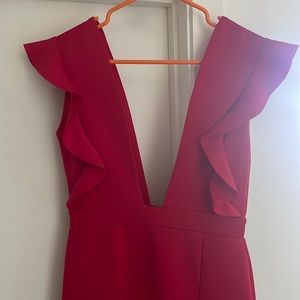 Boohoo Tall v-neck dress with open back